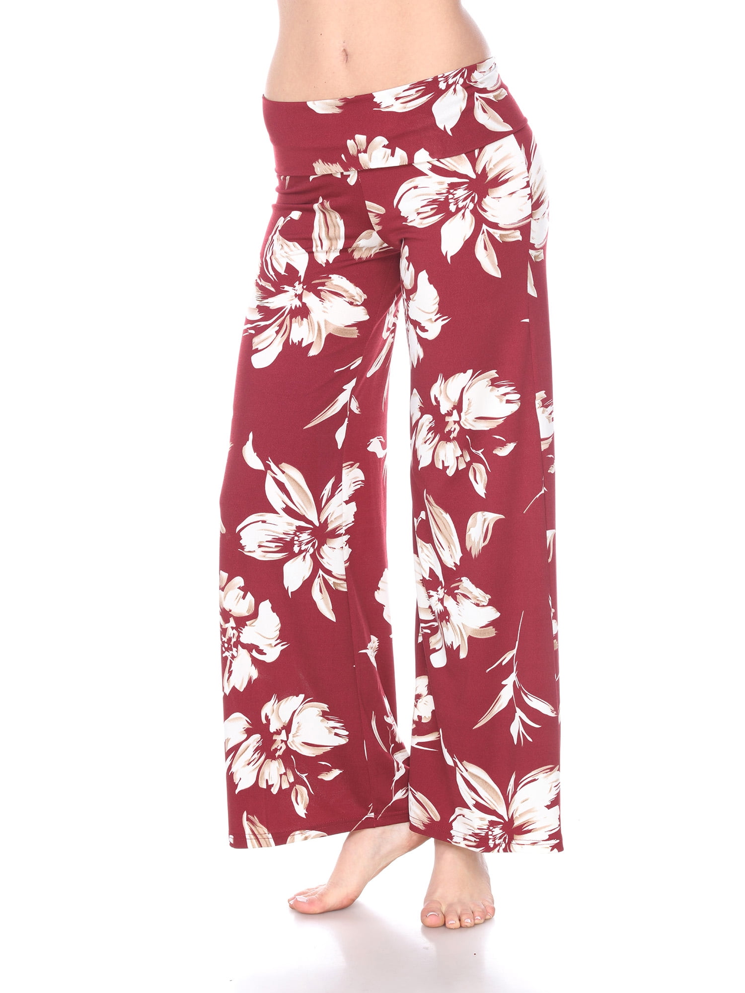 White Mark Women's Hawaiian Flower Palazzo Pants 