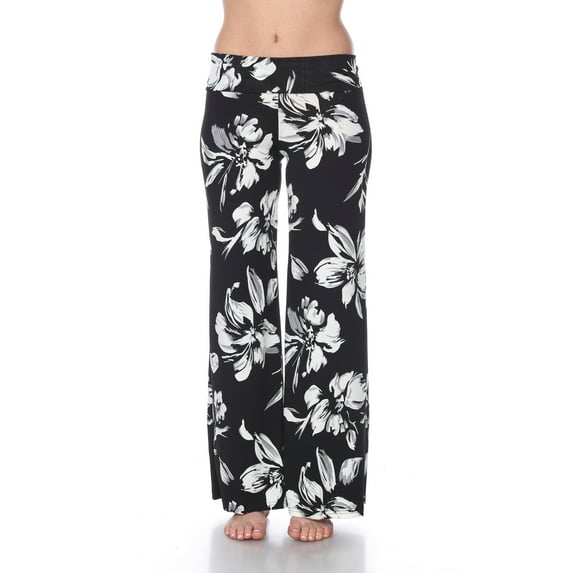 White Mark Women's Hawaiian Flower Palazzo Pants