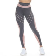 White Mark Women's High-Waist Reflective Piping Activewear Sports Leggings