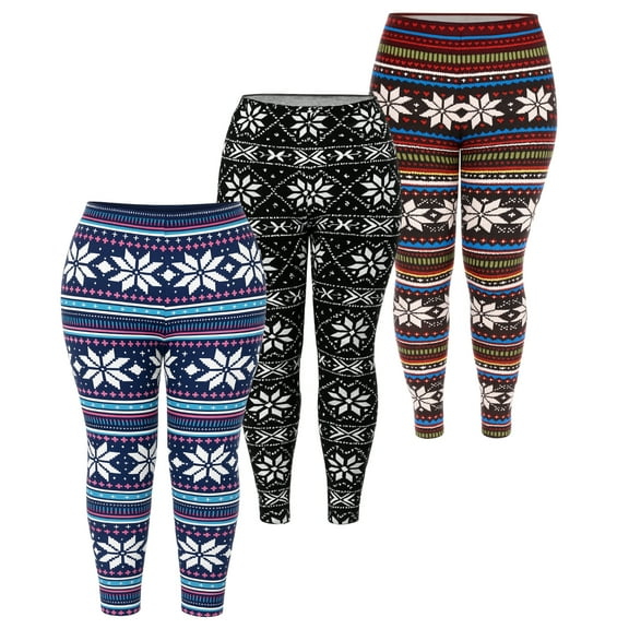 White Mark Women’s Holiday Leggings 3-Pack – Festive Prints & Cozy Styles