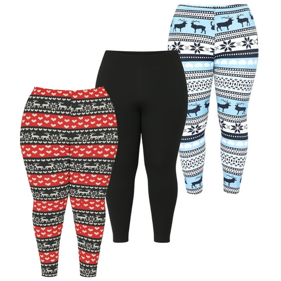 White Mark Women’s Holiday Leggings 3-Pack – Festive Prints & Cozy Styles