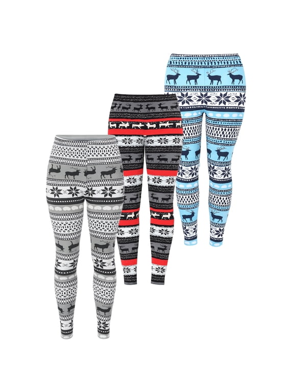 Women’s Holiday Leggings 3-Pack – Festive Prints & Cozy Styles