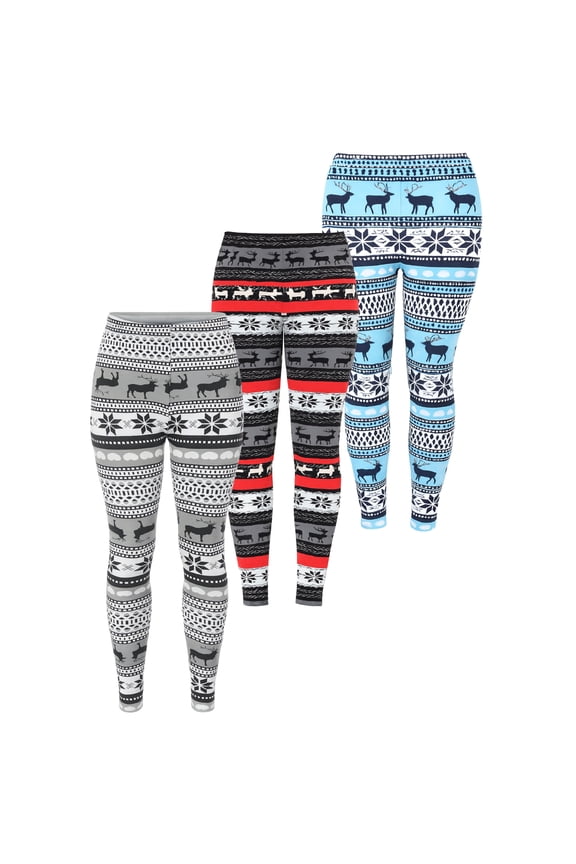 Women’s Holiday Leggings 3-Pack – Festive Prints & Cozy Styles