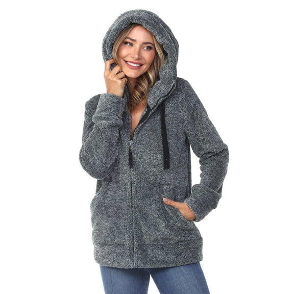 White Mark Women's Hooded Sherpa Jacket