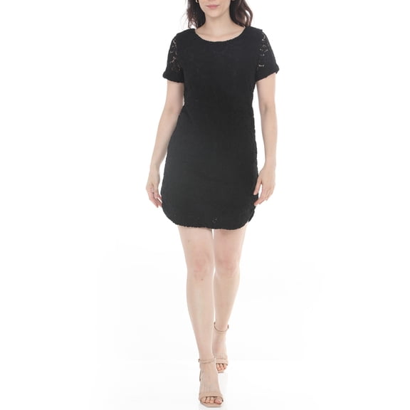 White Mark Women's Lace Short Sleeve Shift Dress, Sizes S-XL