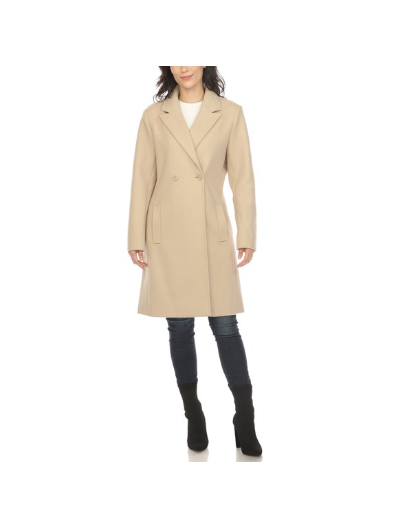 Women's Long Sleeve Classic Double-Breasted Walker Coat