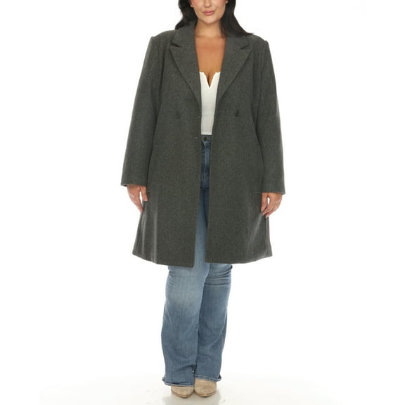 White Mark Women's Long Sleeve Classic Double-Breasted Walker Coat