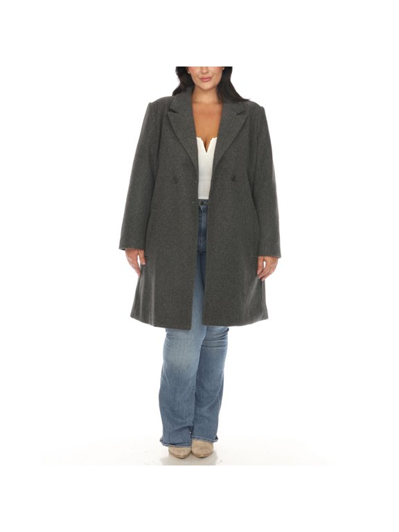 Women's Long Sleeve Classic Double-Breasted Walker Coat