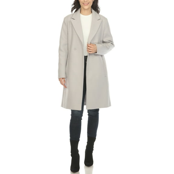 White Mark Women's Long Sleeve Classic Double-Breasted Walker Coat