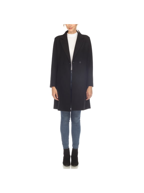Women's Long Sleeve Classic Double-Breasted Walker Coat