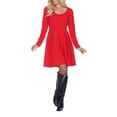 thumbnail image 1 of White Mark Women's Long Sleeve Fit and Flare Dress, 1 of 3