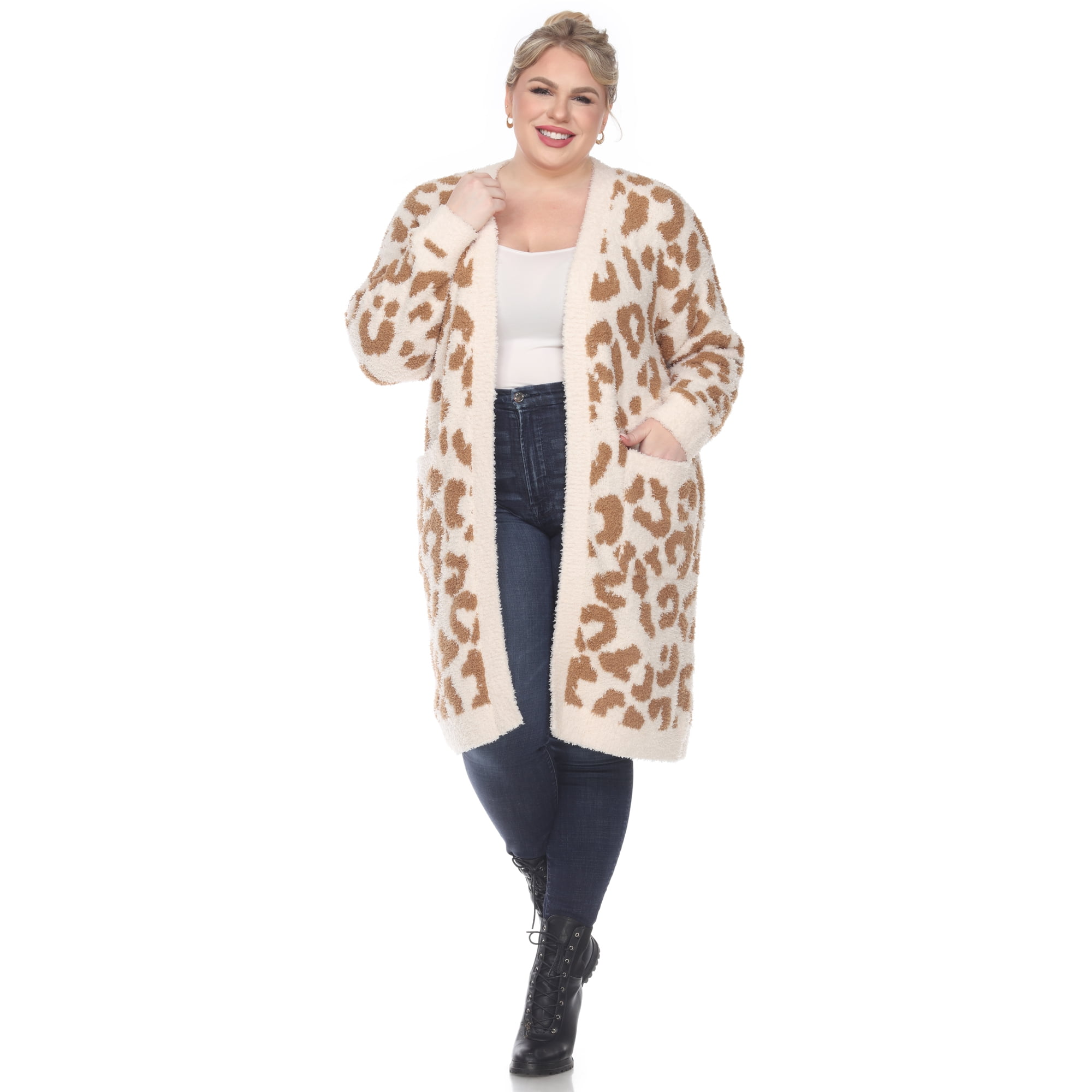 White Mark Women's Long Sleeve Leopard Sherpa Cardigan - Walmart.com