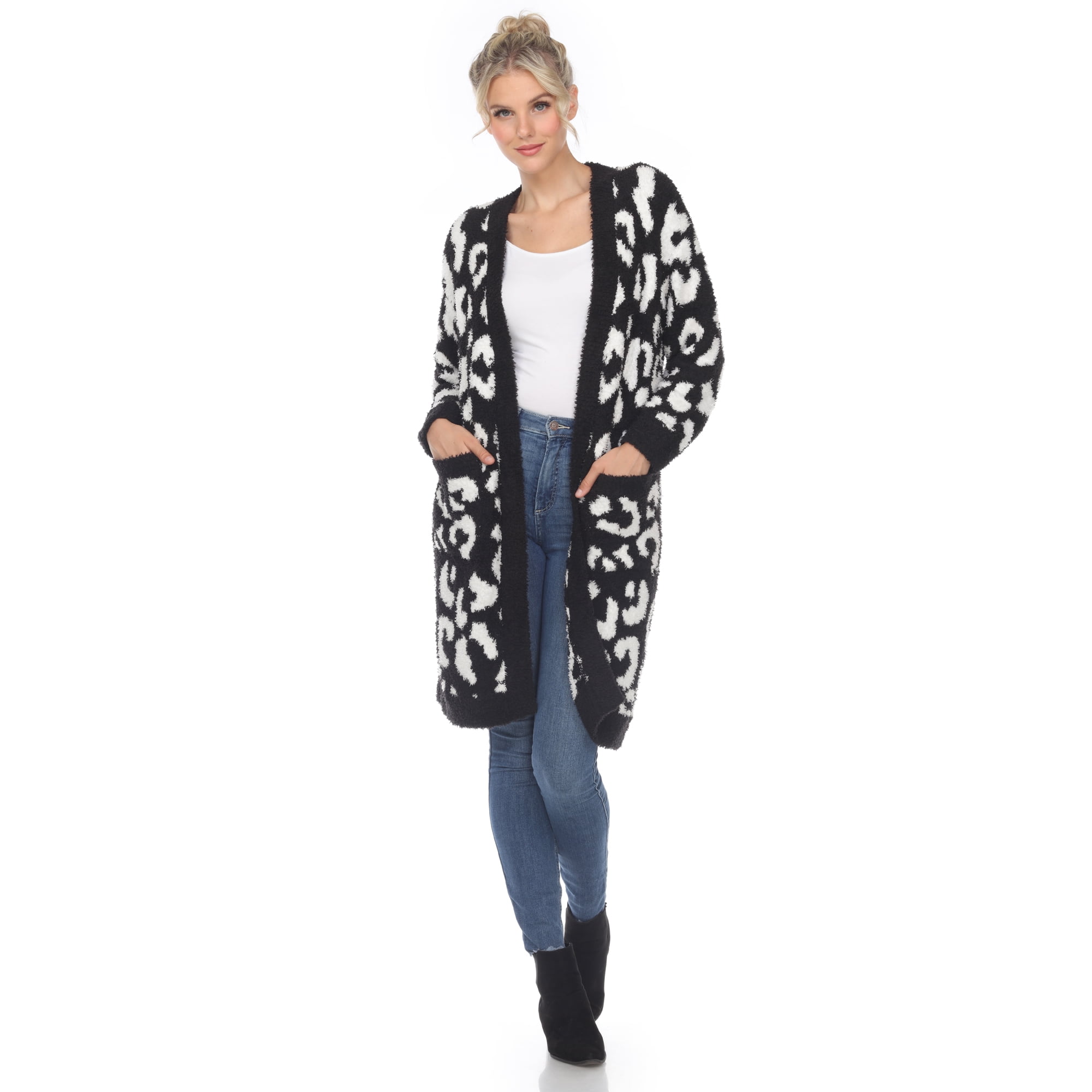 Women's Long Sleeve Leopard Sherpa Cardigan