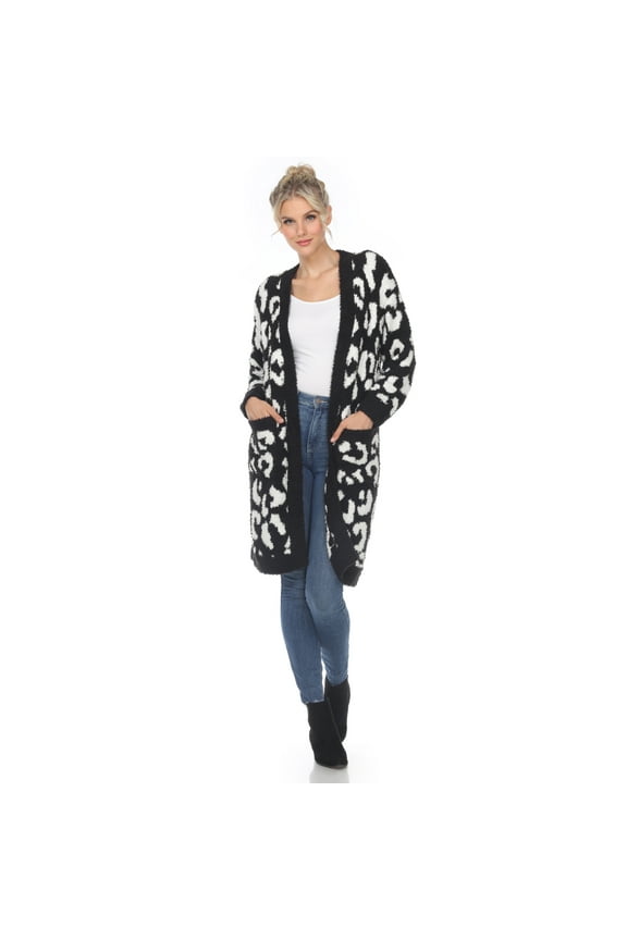 Women's Long Sleeve Leopard Sherpa Cardigan