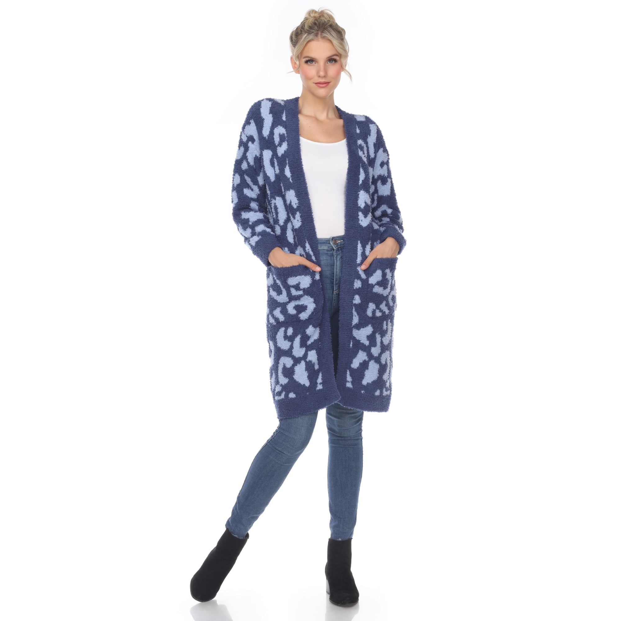 White Mark Women s Long Sleeve Leopard Sherpa Cardigan Walmart