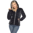 thumbnail image 1 of White Mark Women's Long Sleeve Reflective Puffer Hooded Jacket, 1 of 6