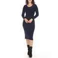 thumbnail image 1 of White Mark Women's Long Sleeve Rib Midi Sweater Dress, 1 of 6