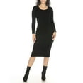 thumbnail image 1 of White Mark Women's Long Sleeve Rib Midi Sweater Dress, 1 of 6