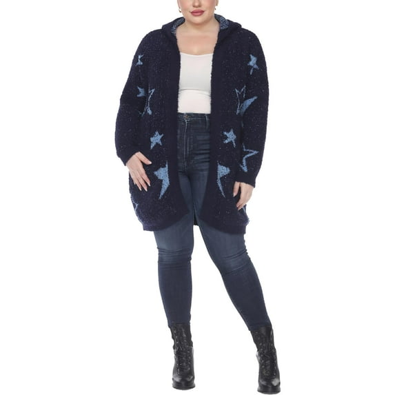 White Mark Women's Long Sleeve Star Hooded Cardigan