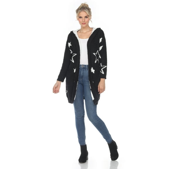 White Mark Women's Long Sleeve Star Hooded Cardigan