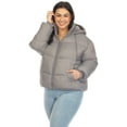 thumbnail image 1 of White Mark Women's Long Sleeve Zip Hooded Puffer Jacket with Pockets, 1 of 5