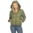 thumbnail image 1 of White Mark Women's Long Sleeve Zip Hooded Puffer Jacket with Pockets, 1 of 5