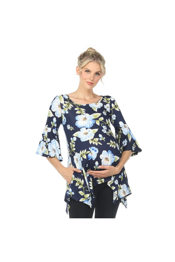 Women's Maternity Floral Bell Sleeve Tunic Top