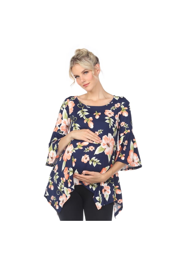 Women's Maternity Floral Bell Sleeve Tunic Top