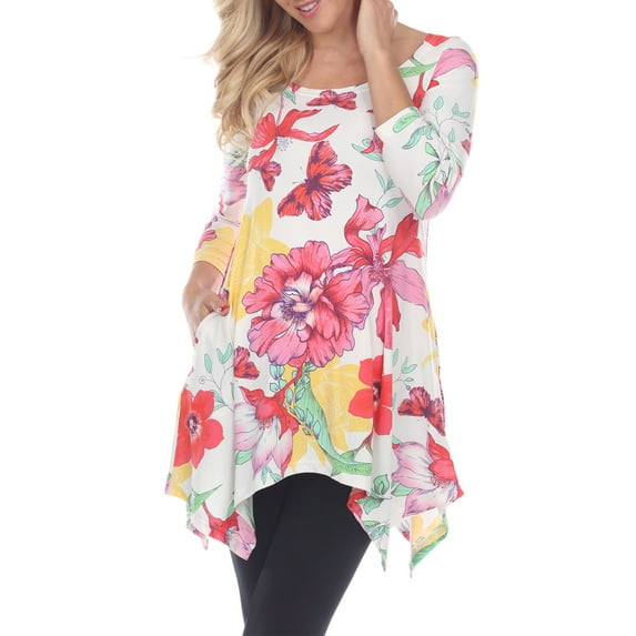 White Mark Women's Maternity Floral Printed Tunic Top