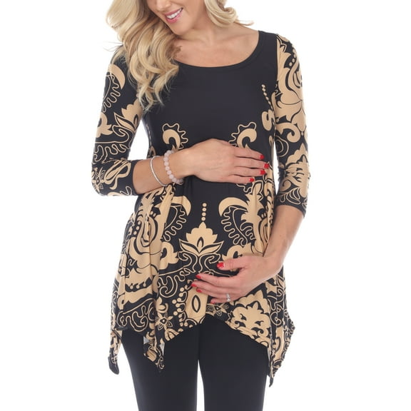 White Mark Women's Maternity Ganette Tunic Top