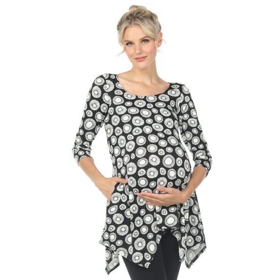 White Mark Women's Maternity Geometric Circle Tunic Top