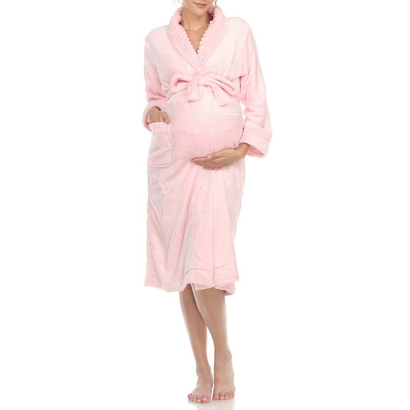 White Mark Long Sleeve Maternity Robe (Maternity & Maternity Plus)