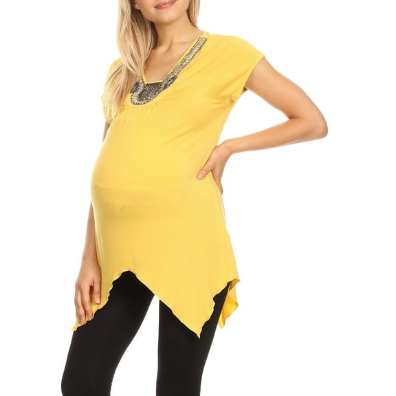 White Mark Women's Maternity Myla Embellished Tunic Top