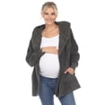 thumbnail image 1 of White Mark Women's Maternity Plush Hooded Cardigan with Pockets Size S-4X, 1 of 6
