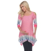 AUSTIN GAVIN White Mark Women's Maternity Printed Cold Shoulder Top