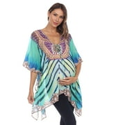 AUSTIN GAVIN White Mark Women's Maternity Short Caftan with Tie-up Neckline