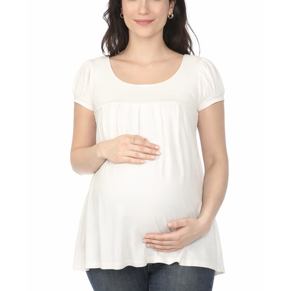 White Mark Women’s Maternity Short Sleeve Empire Waist Tunic Top