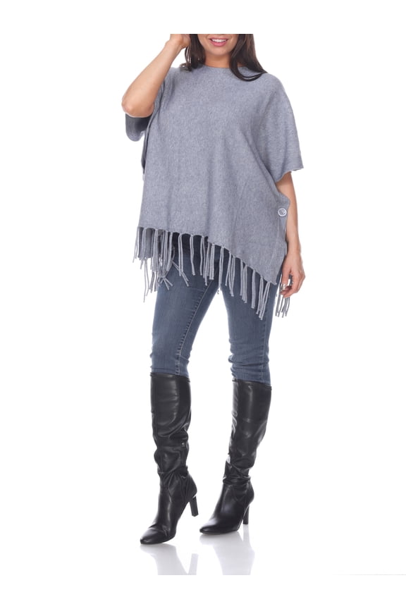 Women's Megara Side Buttoned Fringe Poncho