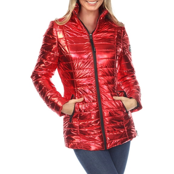 White Mark Women's Metallic Puffer Coat