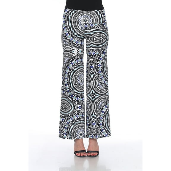 White Mark Women's Multicolor Geometric Palazzo Pants