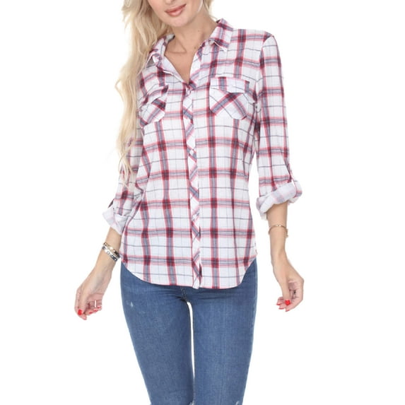 White Mark Women's Oakley Plaid Top