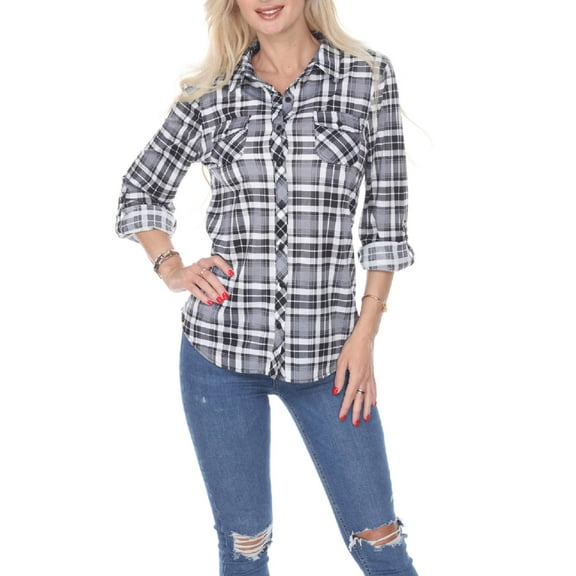 White Mark Women's Oakley Plaid Top