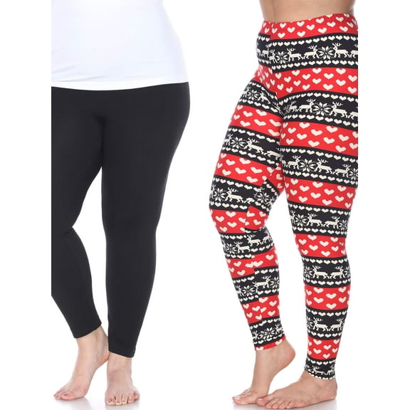 White Mark Women's Pack of 2 Plus Size Leggings