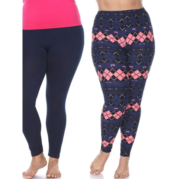 White Mark Women's Pack of 2 Plus Size Leggings