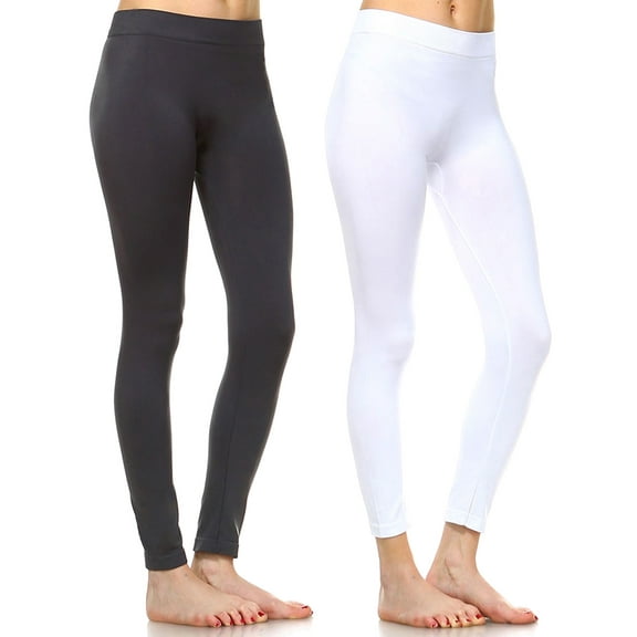 White Mark Women's Pack of 2 Solid Leggings