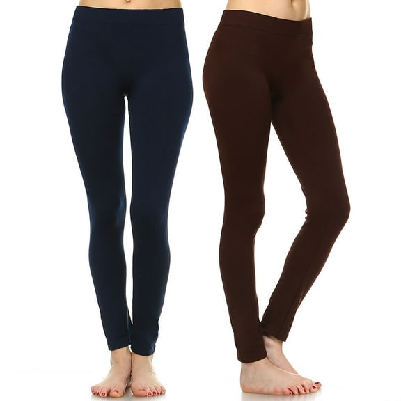 White Mark Women's Pack of 2 Solid Leggings