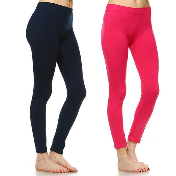 White Mark Women's Pack of 2 Solid Leggings