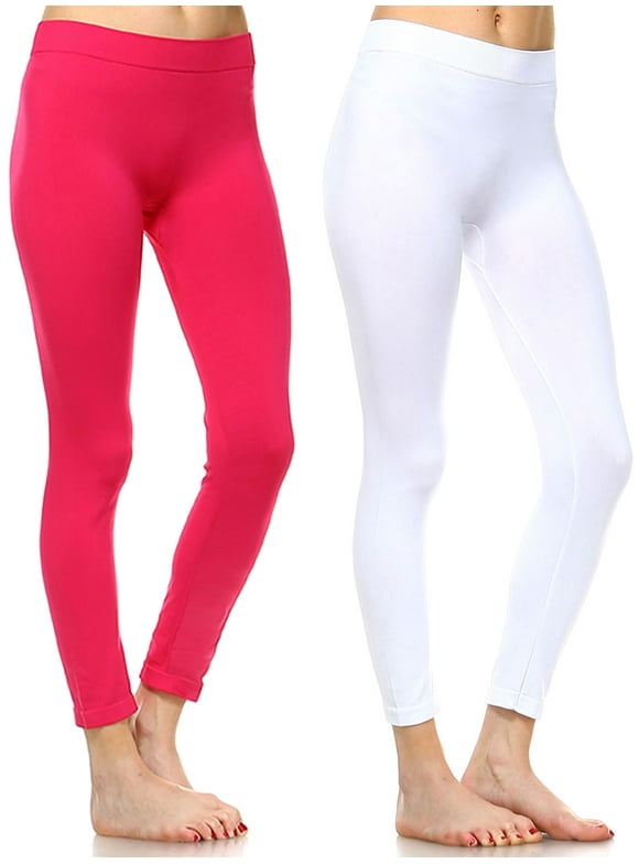 White Mark Women's Pack of 2 Solid Leggings
