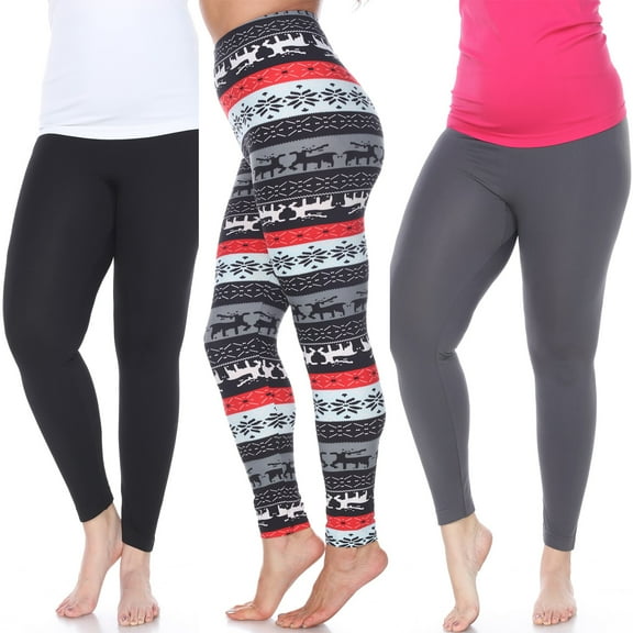 White Mark Women's Pack of 3 Plus Size Casual Leggings