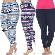 White Mark Women's Pack of 3 Plus Size Casual Leggings